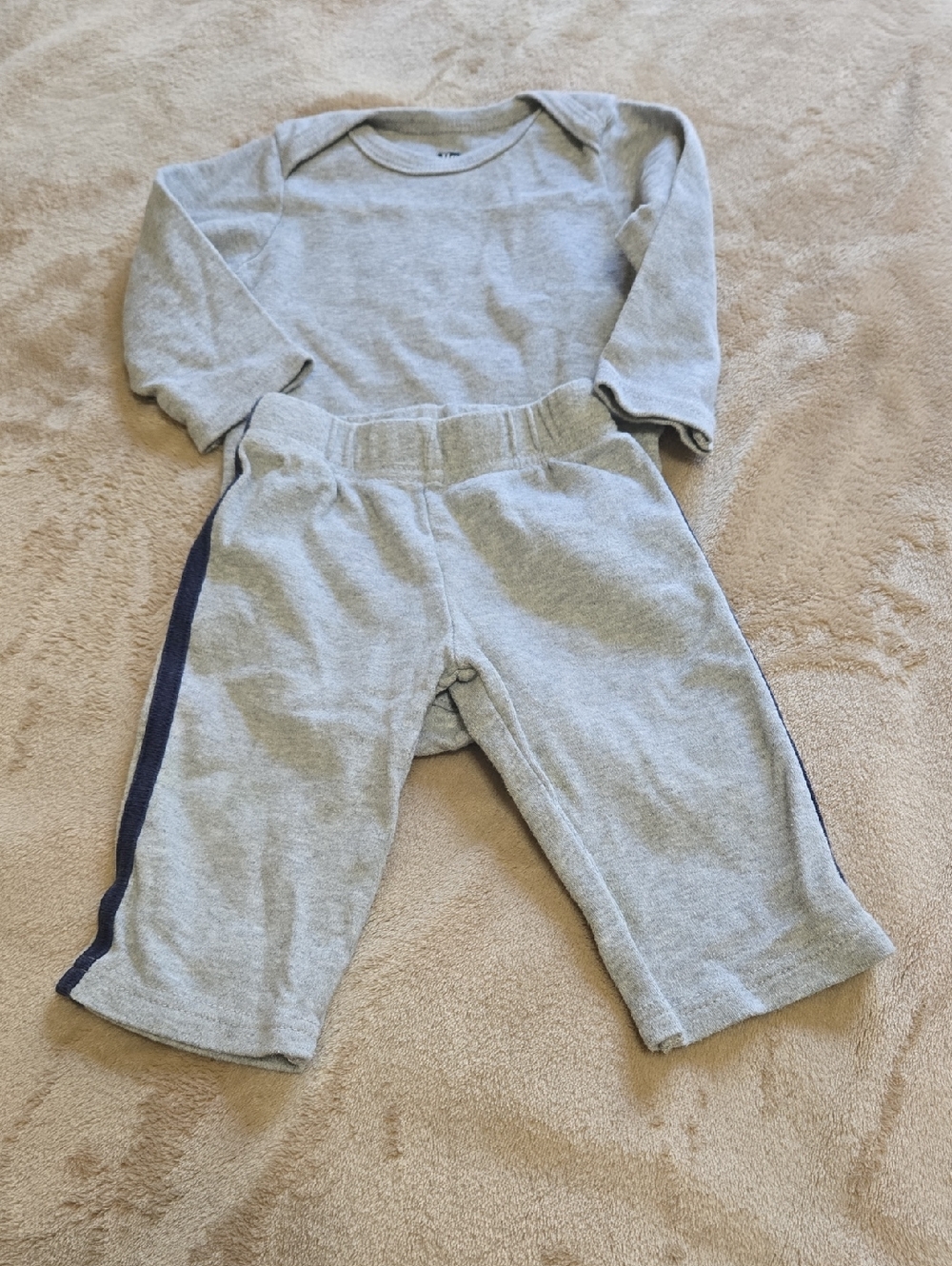HB Toddler Gray Matching Set with Navy Side Stripe